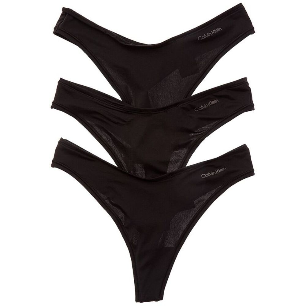 Calvin Klein Womens  3Pk Ideal Micro Thong, Black